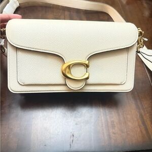 Coach Ivory Leather Crossbody Bag with Gold Accent